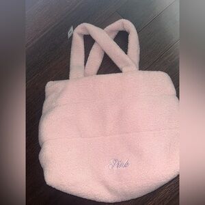 pink VS fuzzy tote bag